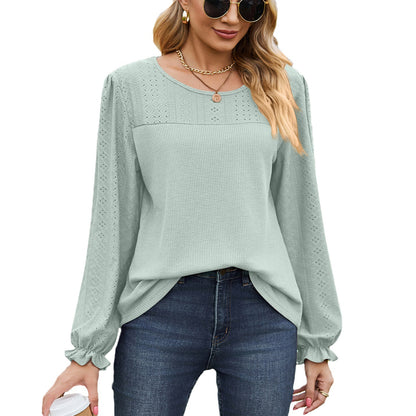 Damen Oberteil mit strukturiertem Design und eleganten Puffärmeln Stalluxe