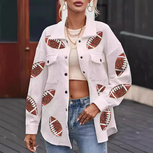 Damen Oversized Jacke mit Football-Design und praktischen Taschen Stalluxe
