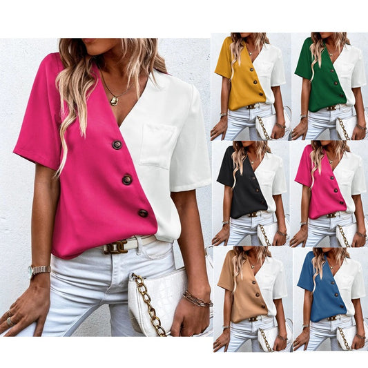 Damen Modisches Blusenshirt mit Knopfleiste und asymmetrischem Design Stalluxe