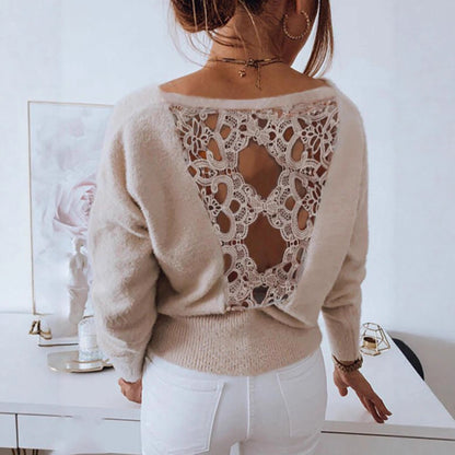 Damen Strickpullover mit exquisitem Häkel-Detail Stalluxe