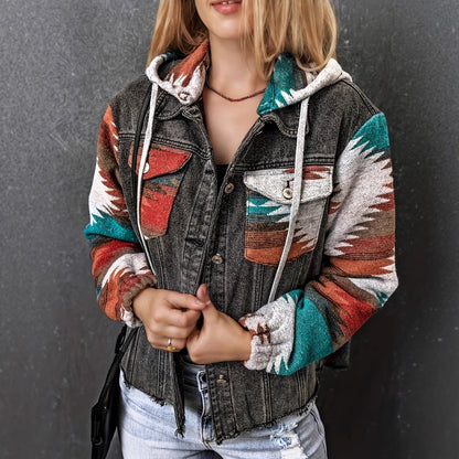 Damen Denimjacke im lässigen Boho-Stil mit Kapuze Stalluxe