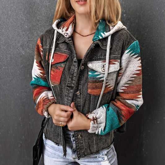 Damen Denimjacke im lässigen Boho-Stil mit Kapuze Stalluxe
