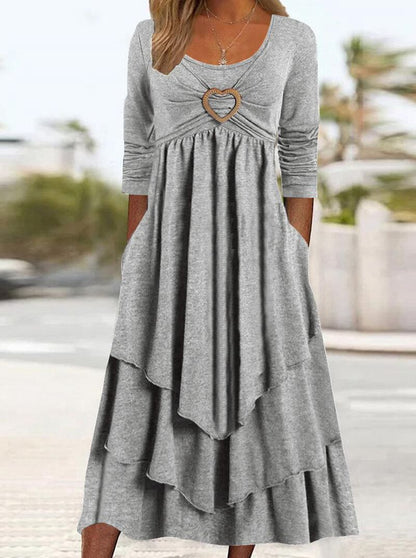 Damen lässiges Maxikleid mit bezauberndem Herzdetail und praktischen Taschen Stalluxe