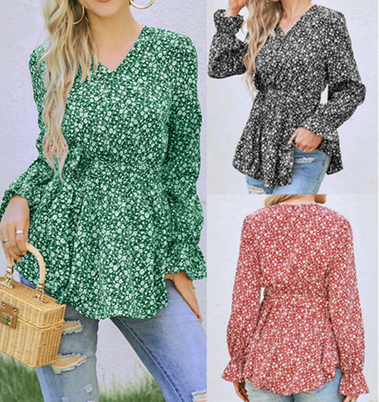 Damen Ausgestellt Bluse mit floralem Design und Rüschendetails Stalluxe