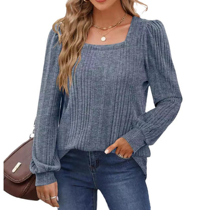 Women's Ribbed Puff Sleeve Sweater Stalluxe