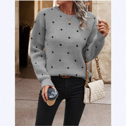 Damen kuscheliger Strickpullover mit trendigem Punktmuster Stalluxe