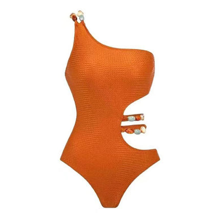 Damen Einteiler Badeanzug mit raffiniertem Cut-Out und elegantem Überrock Stalluxe