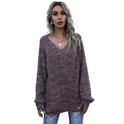 Damen Oversized Pullover mit V-Ausschnitt und Strukturmuster Stalluxe