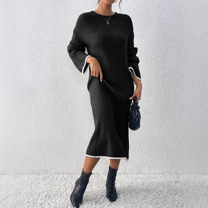 Damen lässiges Strickkleid mit Ribstruktur und weitem Schnitt Stalluxe