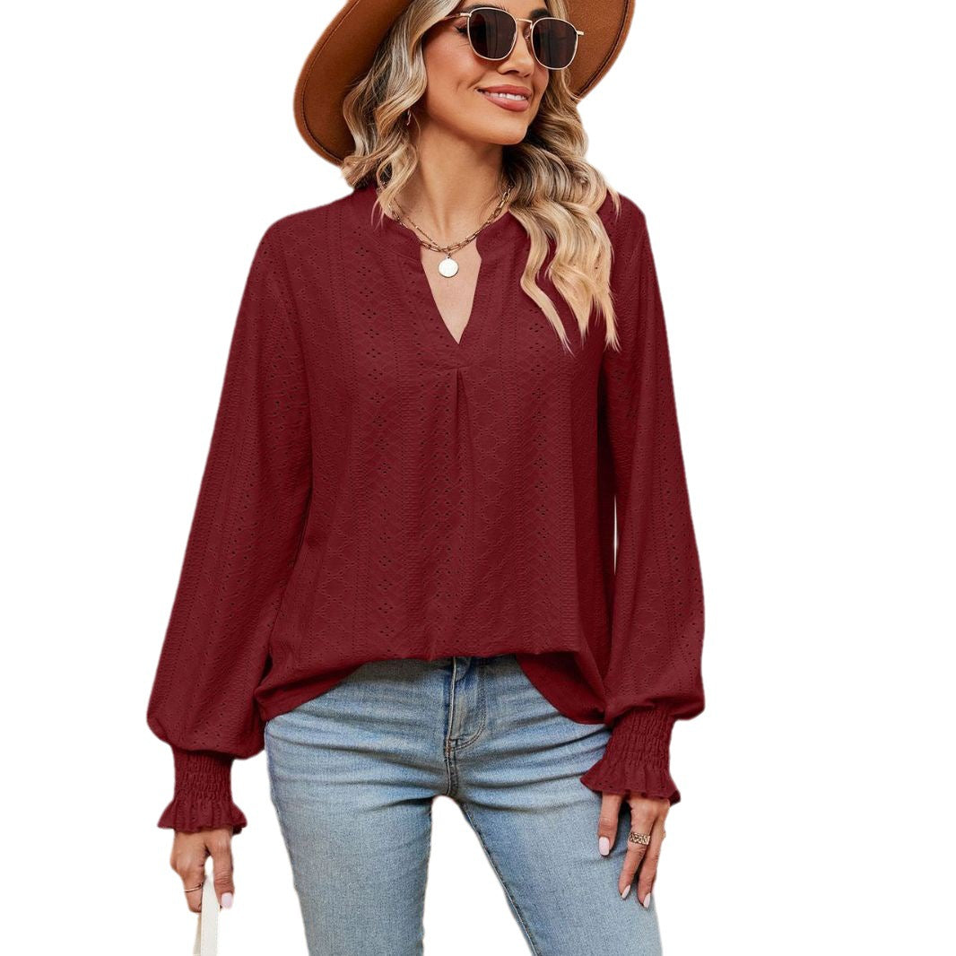 Damen Blusenshirt mit Lochmuster und eleganter Passform Stalluxe