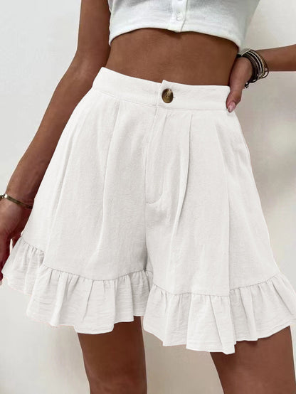 Damen Volant-Shorts mit elastischem Bund und seitlichen Taschen Stalluxe