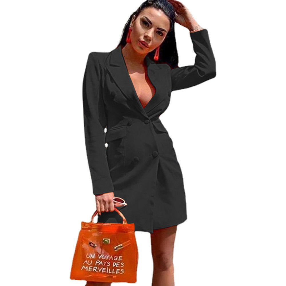 Damen Blazer-Kleid mit doppelter Knopfleiste und eleganten Details Stalluxe