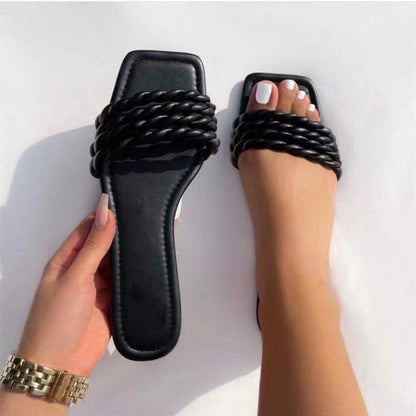 Damen Braided Slip-On Sandalen Stalluxe