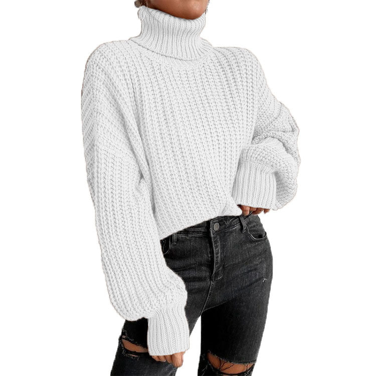 Damen Grobstrickpullover mit hohem Kragen und lässigem Schnitt Stalluxe