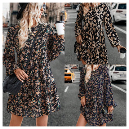 Damen Freizeitkleid mit voluminösen Ärmeln und verspielt-floralen Akzenten Stalluxe