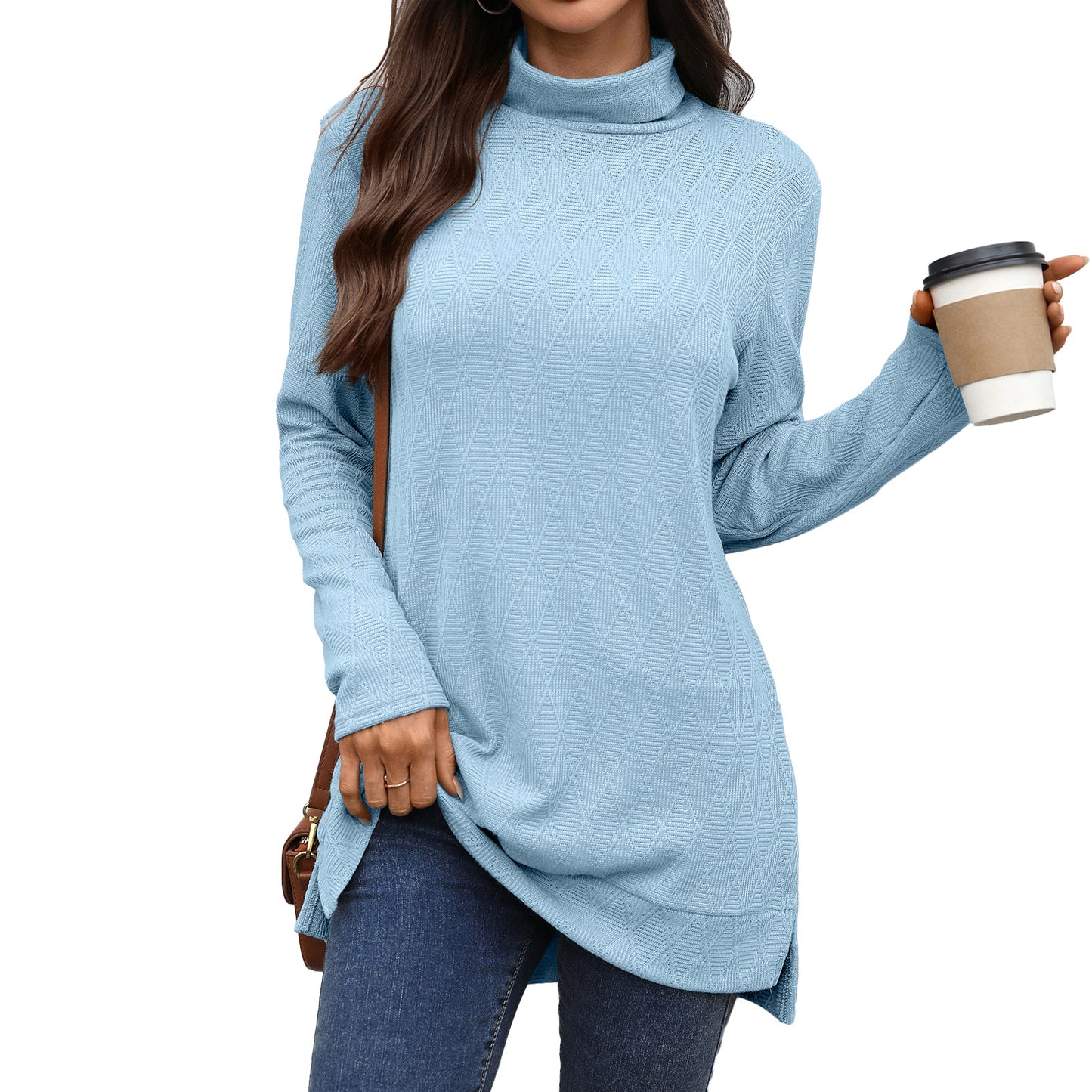Damen Langarm Sweater mit Stehkragen Stalluxe