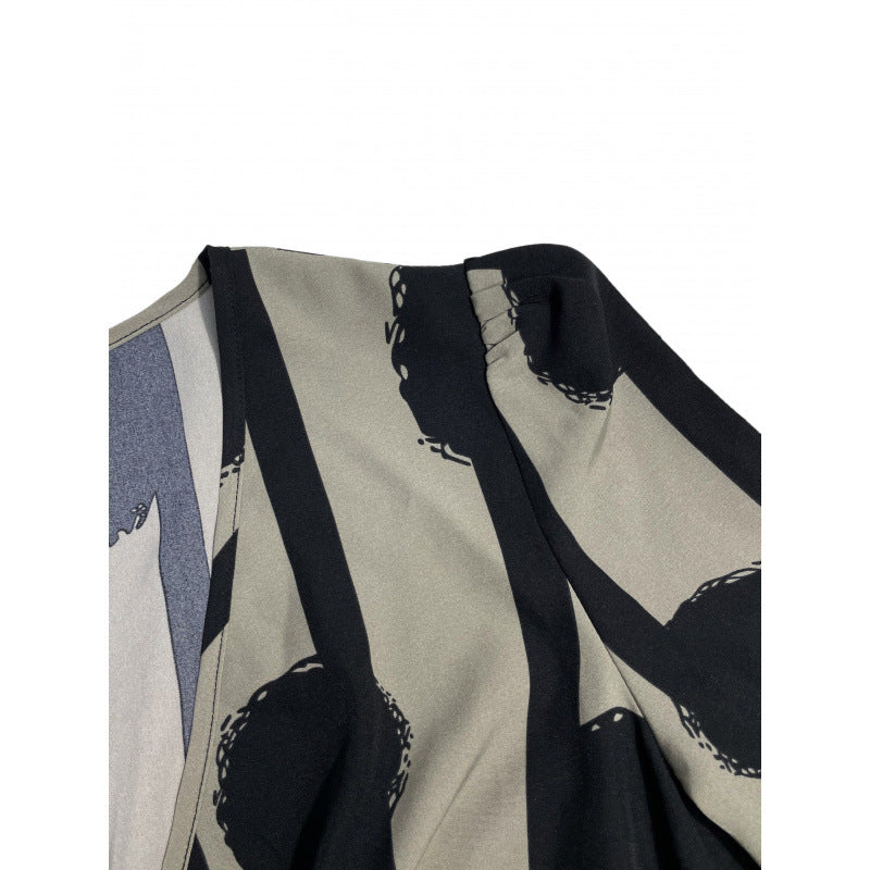 Damen Maxikleid mit streifigem Polka-Dots-Design und voluminösen Ärmeln Stalluxe