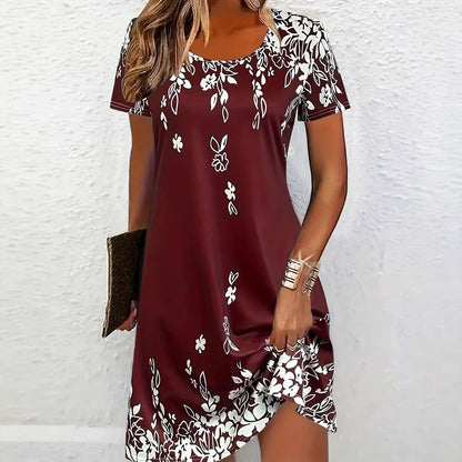 Damen Blumenkleid mit modernen grafischen Akzenten Stalluxe