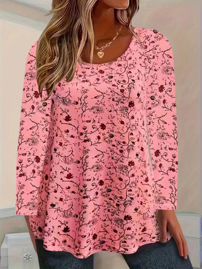 Damen Langarmshirt mit floralem Muster und A-Linien Schnitt Stalluxe