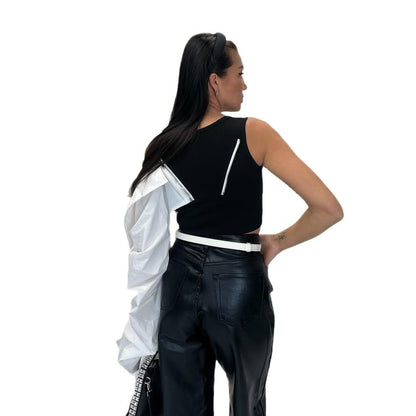 Damen Modisches Oberteil mit auffälligen Puffärmeln und Reißverschluss Stalluxe