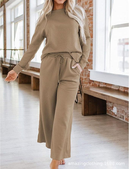 Damen Freizeitanzug mit elastischem Bund und geometrischem Muster Stalluxe