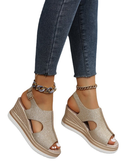 Damen Wedgesandalen mit elegantem Cut-Out-Design und verstellbarem Riemen Stalluxe