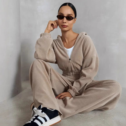 Damen lässige Cropped Hoodie mit strukturierter Oberfläche und elastischem Bund Stalluxe