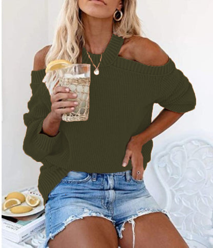 Damen Cooles Off-Shoulder Strickpullover mit weit geschnittenen Ärmeln Stalluxe