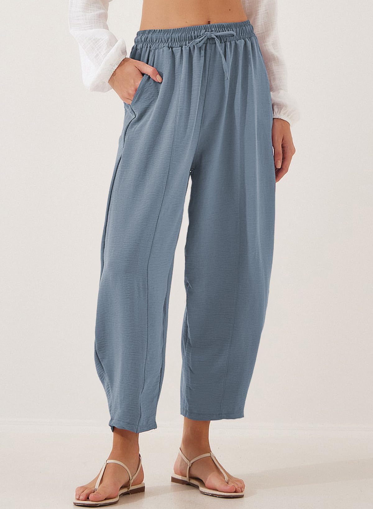 Damen entspannte Freizeithose mit elastischem Bund und praktischen Taschen Stalluxe