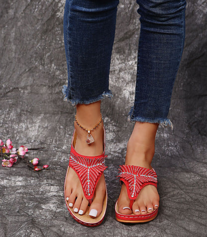 Damen modische Zehentrenner-Sandalen mit glitzernden Applikationen Stalluxe