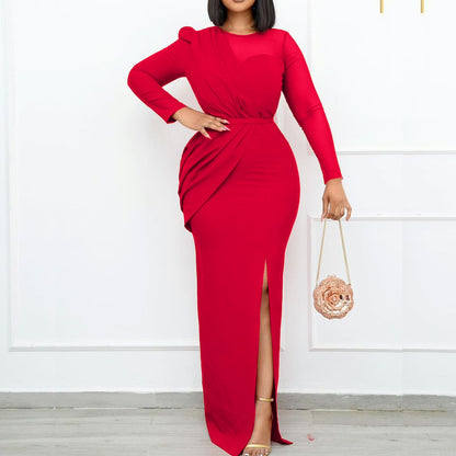 Damen Midi-Kleid mit figurbetonendem Design und elegantem Schlitz Stalluxe