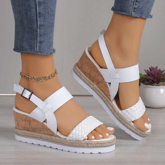 Damen Keil-Sandalen mit raffiniertem Riemen-Design und bequemer Korksohle Stalluxe