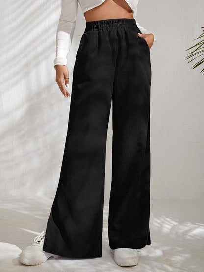 Damen Weite Plissierte Hose mit elastischem Bund und praktischen Taschen Stalluxe