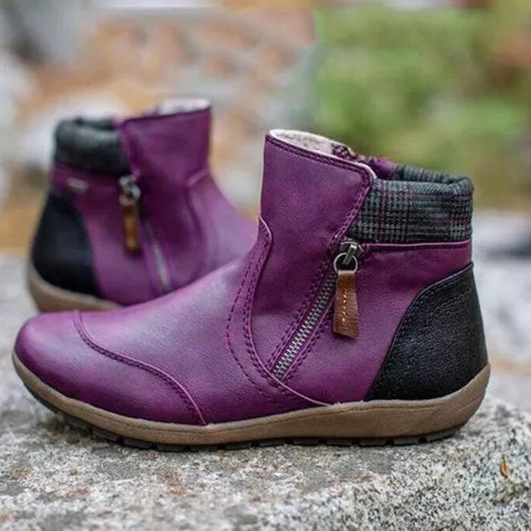 Damen City Boots aus wasserdichtem Leder mit warmer Fütterung Stalluxe Lila