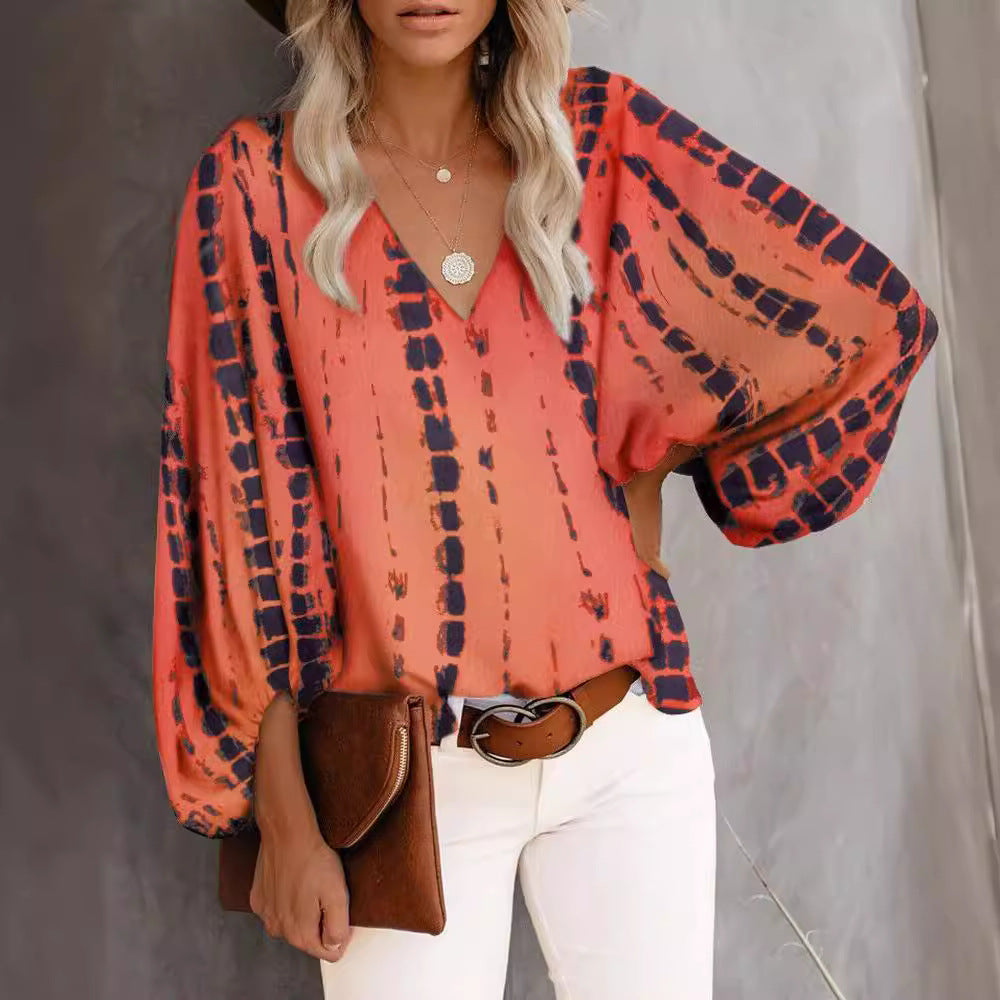 Damen Bluse mit voluminösen Ärmeln und V-Ausschnitt Stalluxe