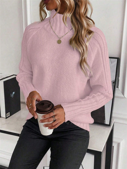 Damen Pullover mit modernem Stehkragen und strukturiertem Rippdesign Stalluxe