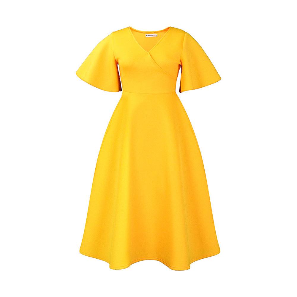 Damen Wickelkleid mit fließendem Schnitt und voluminösen Ärmeln Stalluxe