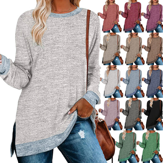 Damen lässiges Oversized Langarmshirt mit abgesetztem Saum Stalluxe