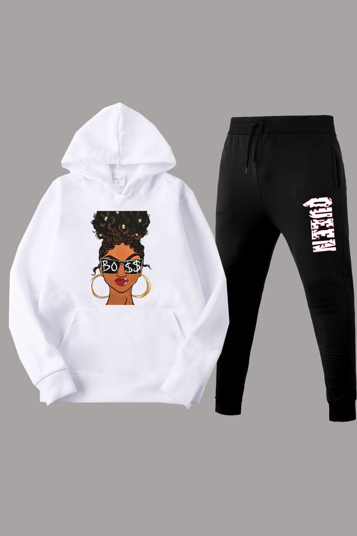 Damen Kapuzenpullover und Jogginghose Set mit auffälligem Grafikdesign Stalluxe