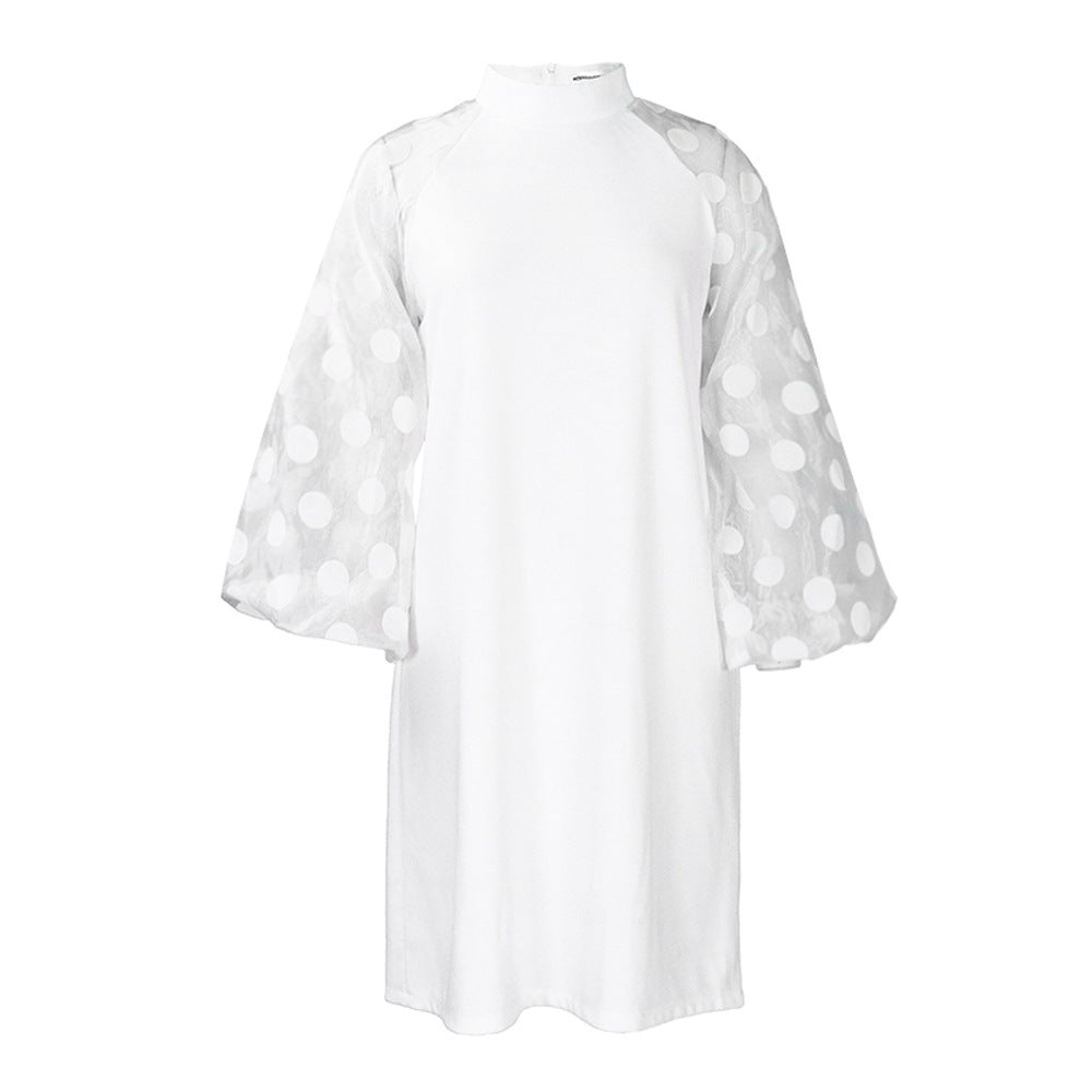 Damen Elegantes Maxikleid mit weit geschnittenen Puffärmeln Stalluxe Weiß