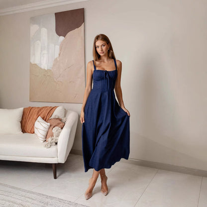Damen Maxikleid mit verstellbaren Trägern und raffinierten Details Stalluxe