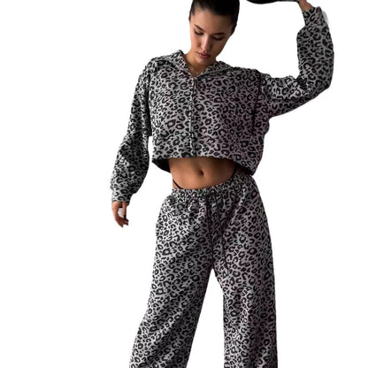 Damen Lässiges Set mit Leopardenmuster und weitem Schnitt Stalluxe