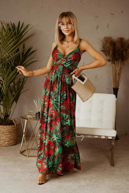 Damen Maxikleid mit floralen Mustern und raffiniertem Schnitt Stalluxe