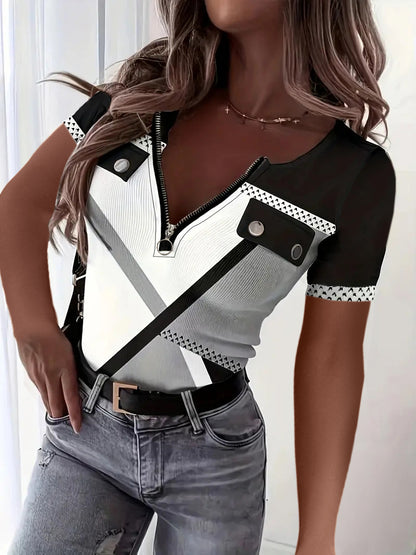 Damen Modisches Oberteil mit Reißverschluss und kontrastierenden Details Stalluxe