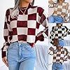 Damen lässiger pullover mit Karo-Muster und weiten Ärmeln Stalluxe