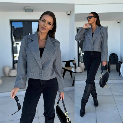 Damen Modischer Oversized-Blazer im klassischen Streifenmuster Stalluxe