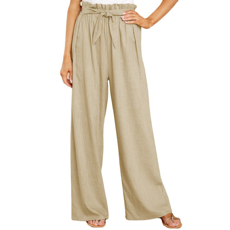 Damen Weite Sommerhose mit elastischem Bund und Bindegürtel Stalluxe