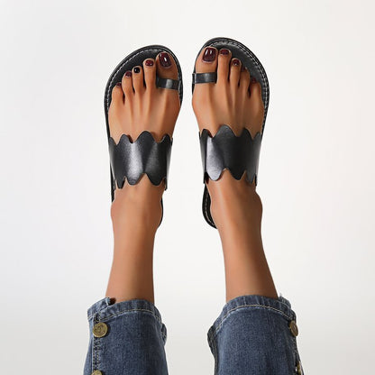 Damen Riemensandalen mit wellenförmigem Design und anatomischer Fußbettgestaltung Stalluxe