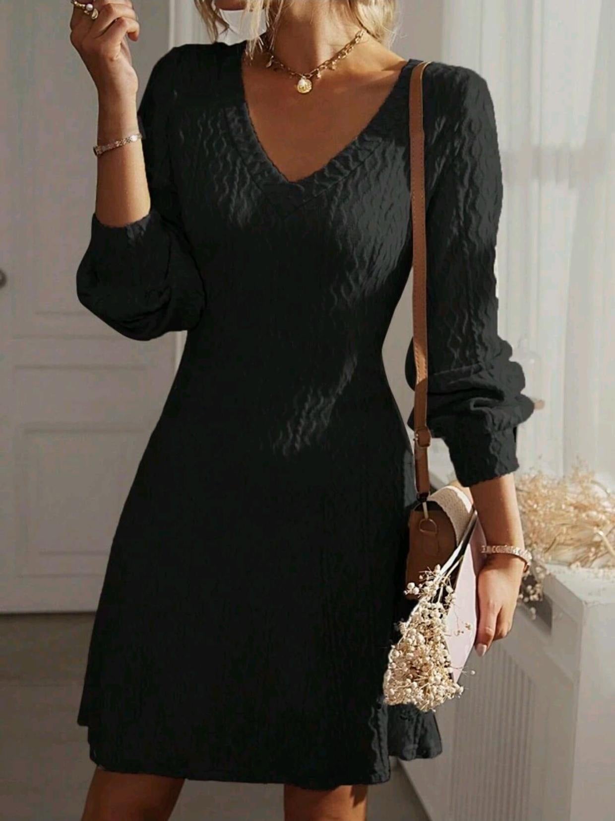 Damen Wickelkleid mit strukturiertem Muster und V-Ausschnitt Stalluxe