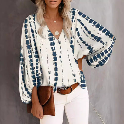 Damen Bluse mit voluminösen Ärmeln und V-Ausschnitt Stalluxe